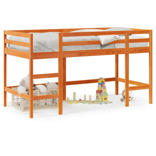 vidaXL Letto Soppalco con Scala Bambini Marrone 80x200cm Massello Pino