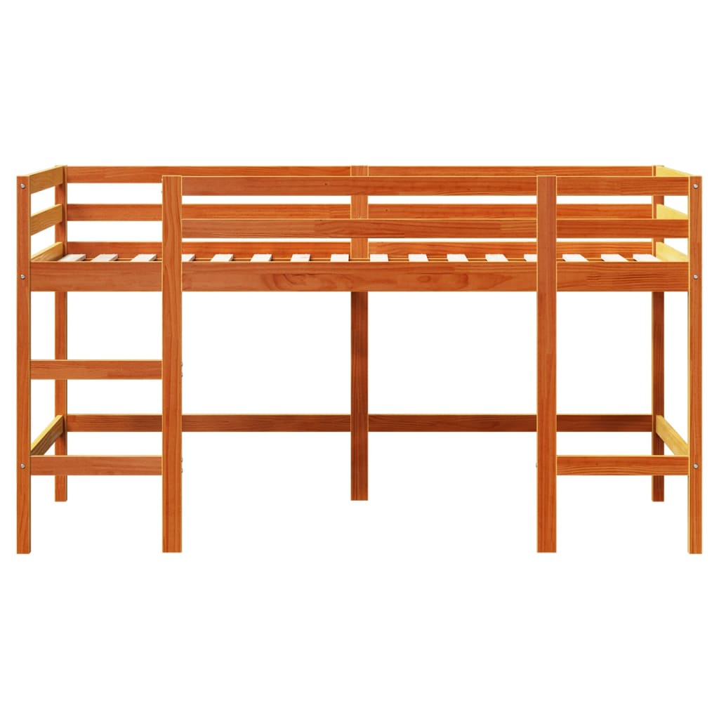 vidaXL Letto Soppalco con Scala Bambini Marrone 90x200cm Massello Pino VIDAXL