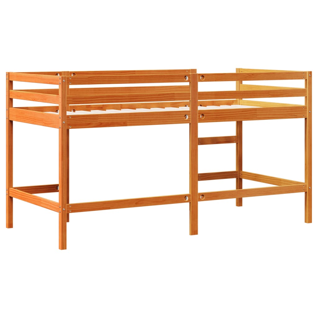 vidaXL Letto Soppalco con Scala Bambini Marrone 90x200cm Massello Pino VIDAXL