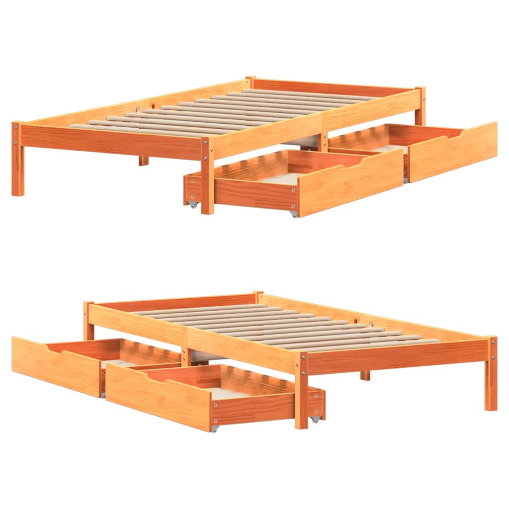 vidaXL Letto senza Materasso Marrone Cera 75x190 cm in Legno di Pino VIDAXL