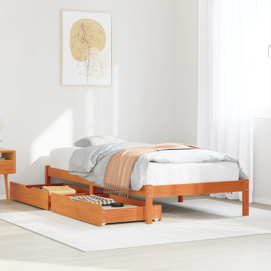 vidaXL Letto senza Materasso Marrone Cera 75x190 cm in Legno di Pino VIDAXL