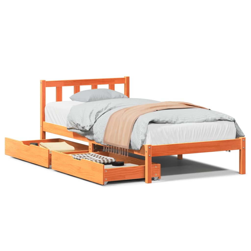 vidaXL Letto senza Materasso Marrone Cera 90x200 cm Legno di Pino VIDAXL