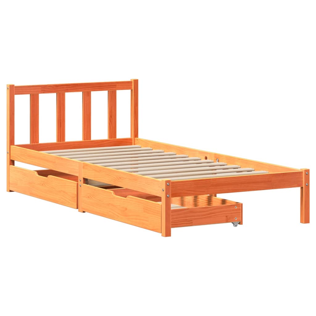 vidaXL Letto senza Materasso Marrone Cera 90x200 cm Legno di Pino VIDAXL