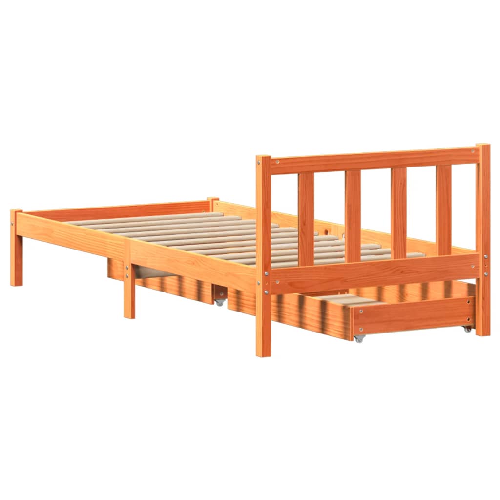 vidaXL Letto senza Materasso Marrone Cera 90x200 cm Legno di Pino VIDAXL