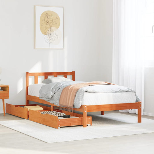 vidaXL Letto senza Materasso Marrone Cera 90x200 cm Legno di Pino VIDAXL