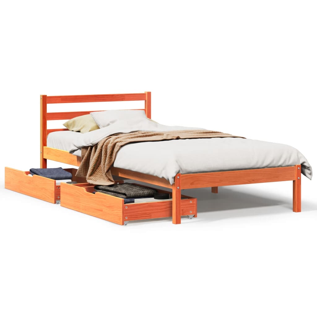 vidaXL Letto senza Materasso Marrone Cera 90x200 cm Legno di Pino VIDAXL