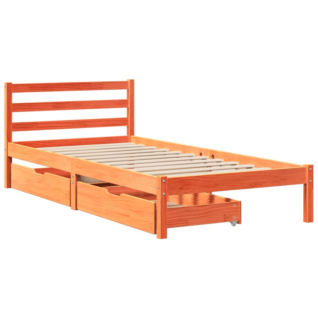 vidaXL Letto senza Materasso Marrone Cera 90x200 cm Legno di Pino VIDAXL