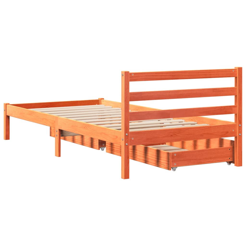 vidaXL Letto senza Materasso Marrone Cera 90x200 cm Legno di Pino VIDAXL