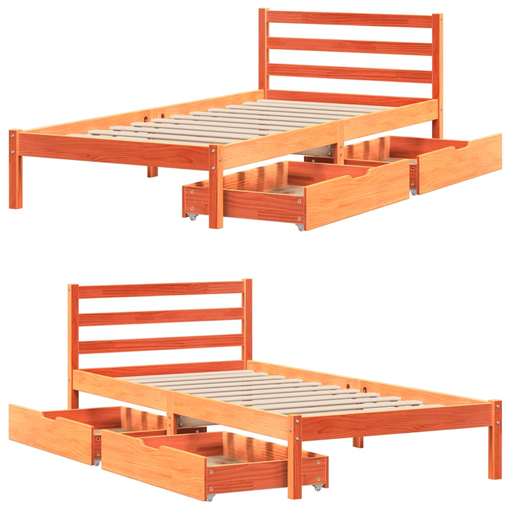 vidaXL Letto senza Materasso Marrone Cera 90x200 cm Legno di Pino VIDAXL