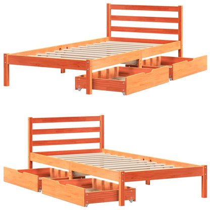 vidaXL Letto senza Materasso Marrone Cera 90x200 cm Legno di Pino VIDAXL