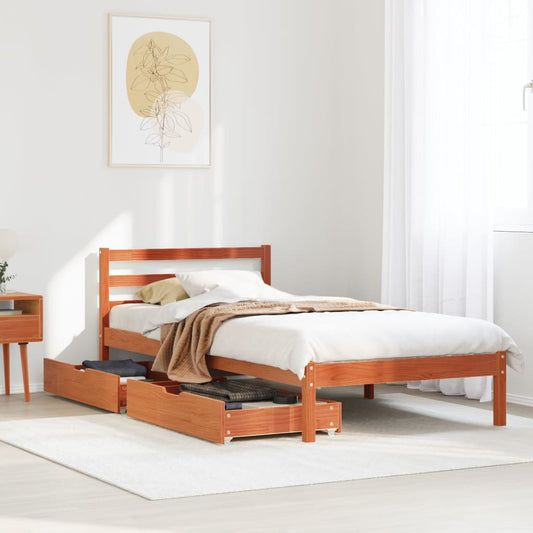 vidaXL Letto senza Materasso Marrone Cera 90x200 cm Legno di Pino VIDAXL