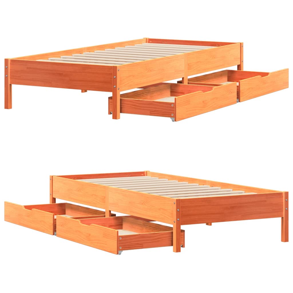 vidaXL Letto senza Materasso Marrone Cera 90x200 cm Legno di Pino VIDAXL