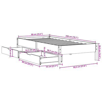 vidaXL Letto senza Materasso Marrone Cera 90x200 cm Legno di Pino VIDAXL