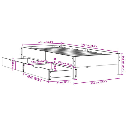 vidaXL Letto senza Materasso Marrone Cera 90x190 cm in Legno di Pino