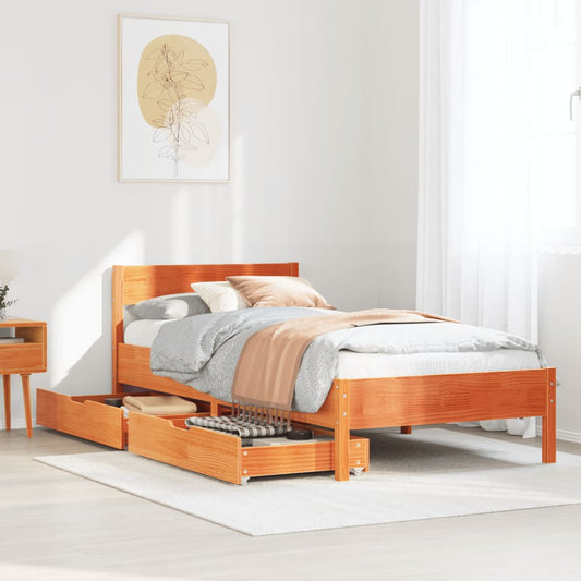 vidaXL Letto senza Materasso Marrone Cera 75x190 cm in Legno di Pino VIDAXL