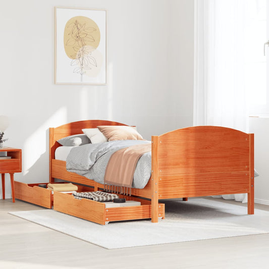 vidaXL Letto senza Materasso Marrone Cera 75x190 cm in Legno di Pino