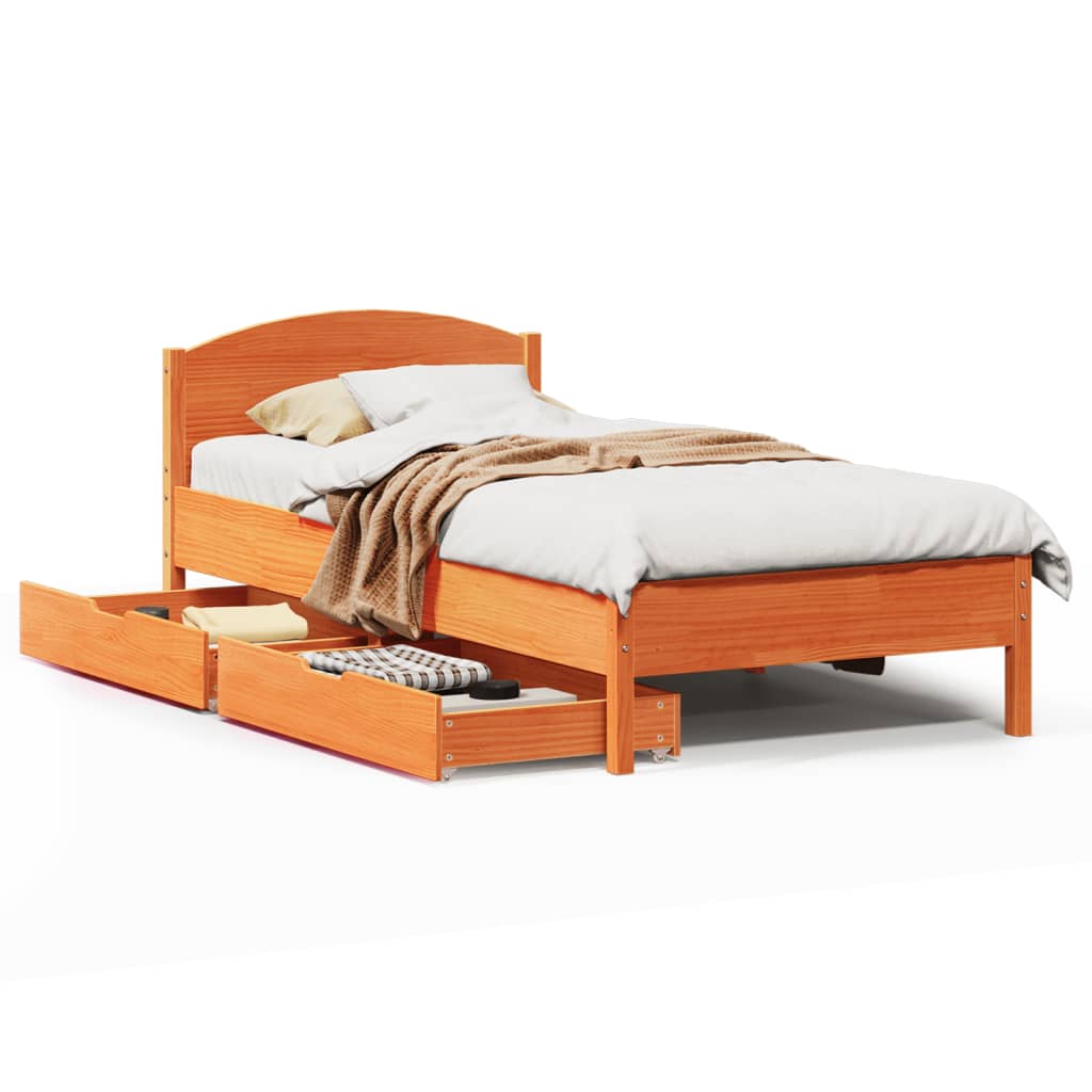 vidaXL Letto senza Materasso Marrone Cera 90x190 cm in Legno di Pino VIDAXL