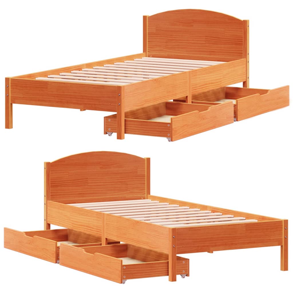 vidaXL Letto senza Materasso Marrone Cera 90x190 cm in Legno di Pino VIDAXL