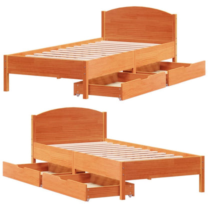 vidaXL Letto senza Materasso Marrone Cera 90x190 cm in Legno di Pino VIDAXL