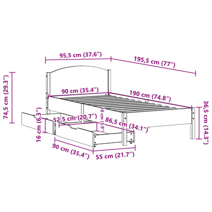 vidaXL Letto senza Materasso Marrone Cera 90x190 cm in Legno di Pino VIDAXL