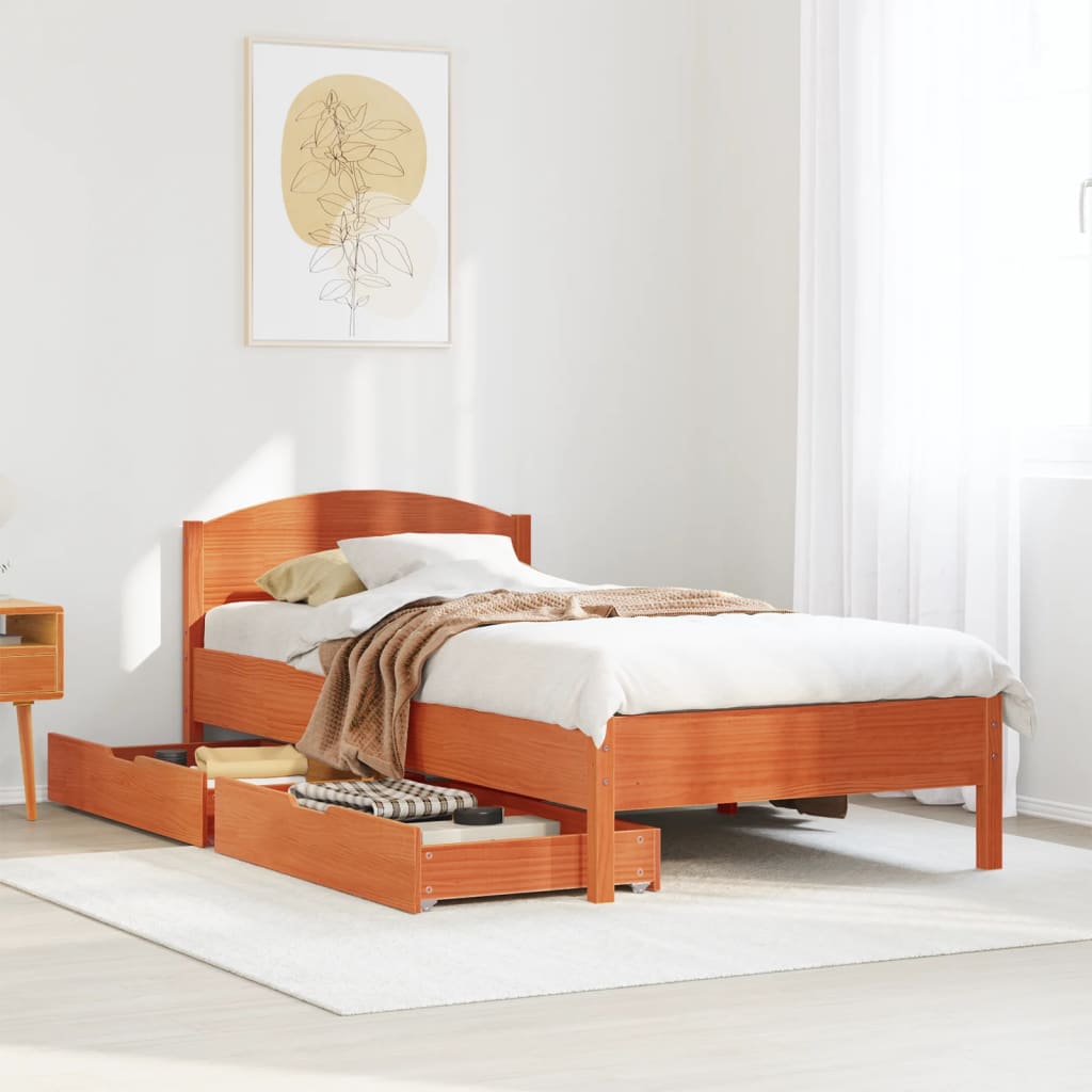 vidaXL Letto senza Materasso Marrone Cera 90x190 cm in Legno di Pino VIDAXL