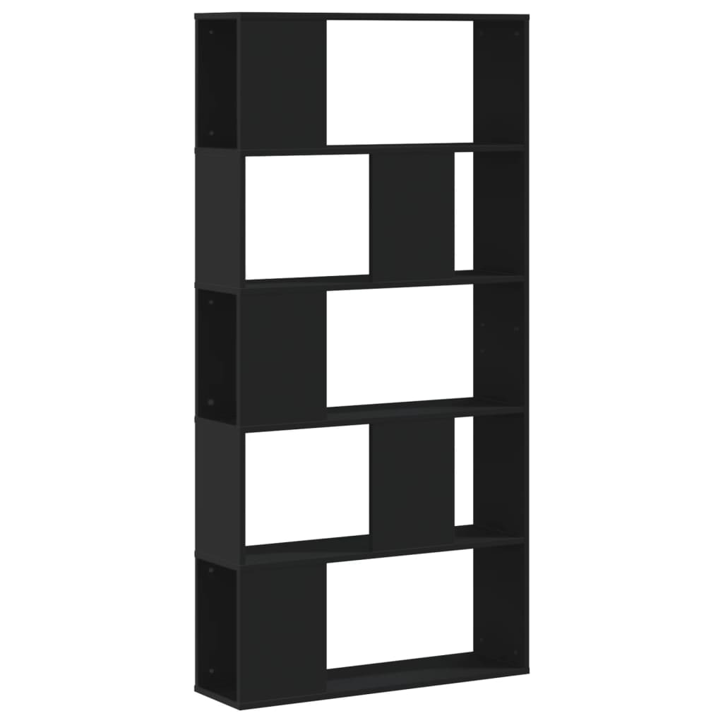 vidaXL Libreria 5 Ripiani Nera 80,5x23,5x162,5cm in Legno Multistrato VIDAXL