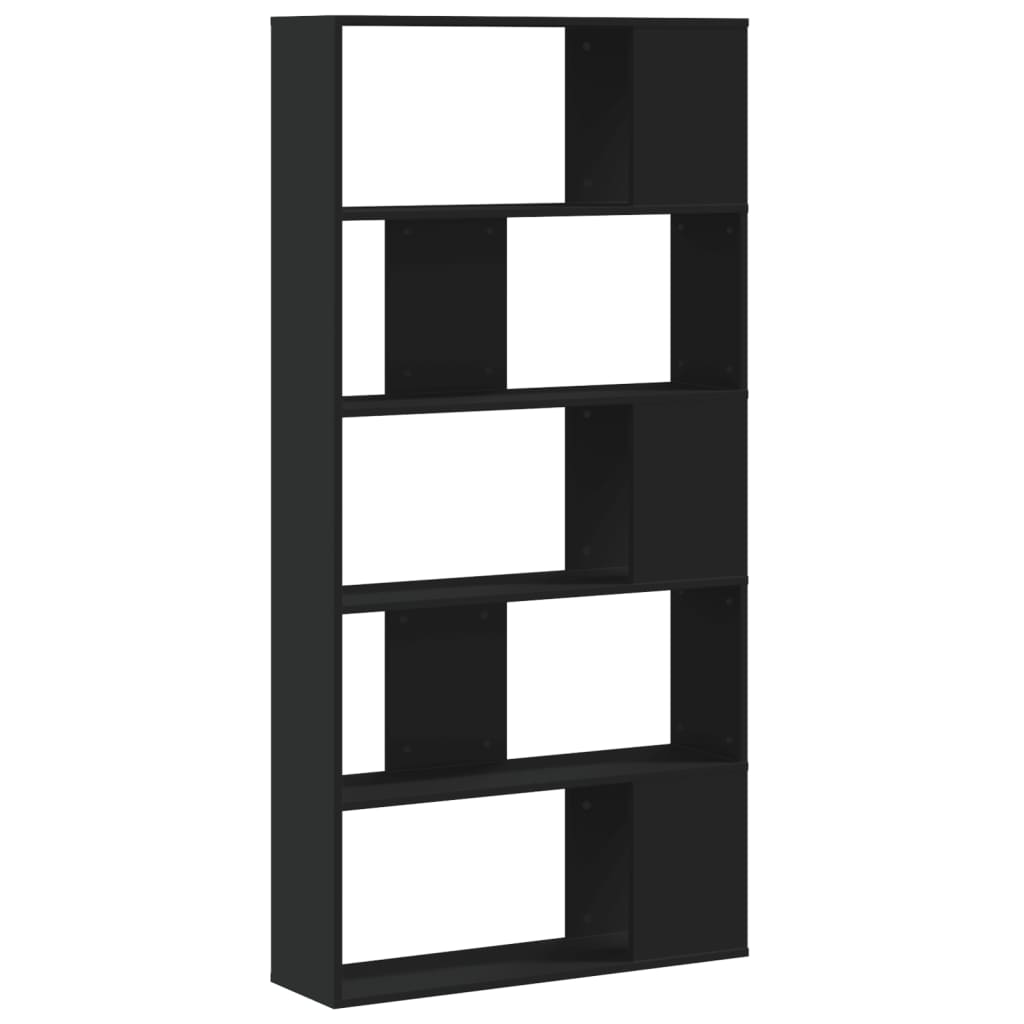 vidaXL Libreria 5 Ripiani Nera 80,5x23,5x162,5cm in Legno Multistrato VIDAXL
