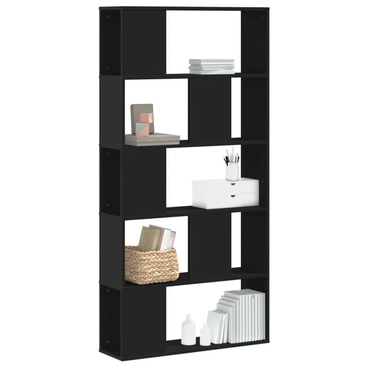 vidaXL Libreria 5 Ripiani Nera 80,5x23,5x162,5cm in Legno Multistrato VIDAXL