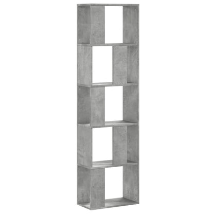 vidaXL Libreria 5 Ripiani Grigio Cemento 45x23,5x162,5cm Multistrato
