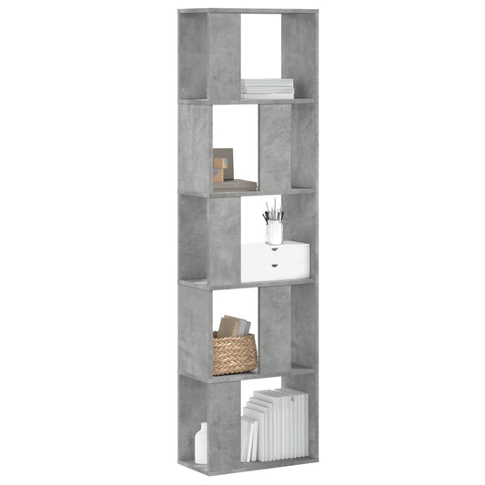 vidaXL Libreria 5 Ripiani Grigio Cemento 45x23,5x162,5cm Multistrato