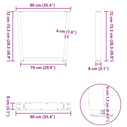 vidaXL Gambe per Tavolo Pranzo a V 3 pz Bianco 90x(72-73,3)cm Acciaio
