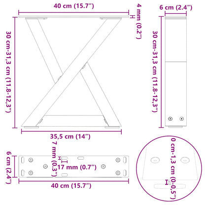 vidaXL Gambe per Tavolino 2 pz Bianco 40x(30-31,3) cm in Acciaio