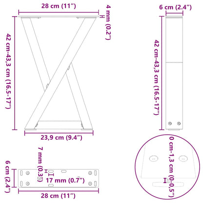 vidaXL Gambe per Tavolino 2 pz Bianco 28x(42-43,3) cm in Acciaio