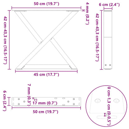 vidaXL Gambe per Tavolino 2 pz Antracite 50x(42-43,3) cm in Acciaio