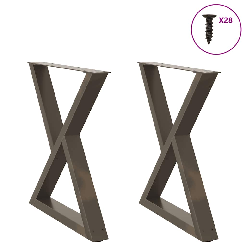 vidaXL Gambe per Tavolo da Pranzo 2pz Naturale 70x(72-73,3)cm Acciaio