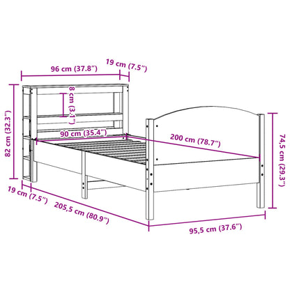 vidaXL Letto senza Materasso Marrone Cera 90x200 cm Legno di Pino