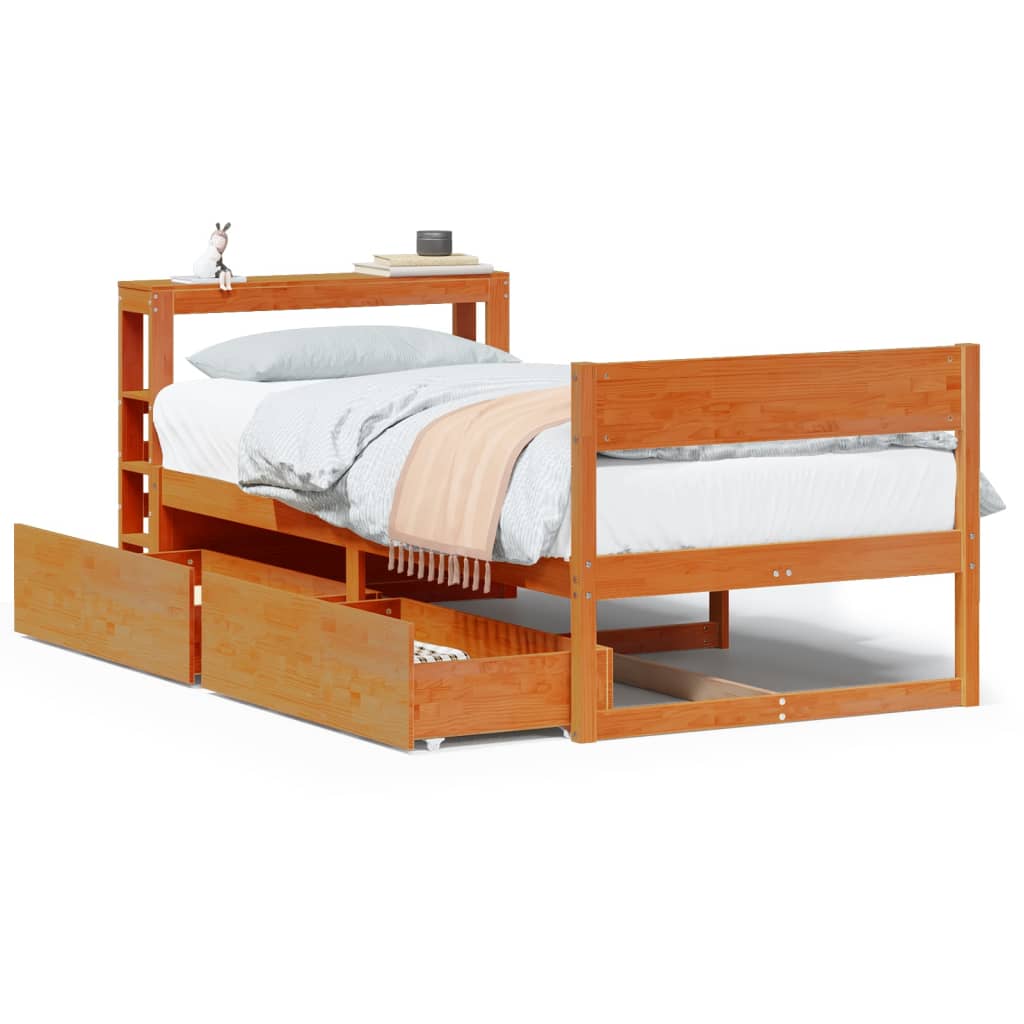 vidaXL Letto senza Materasso Marrone Cera 90x200 cm Legno di Pino VIDAXL