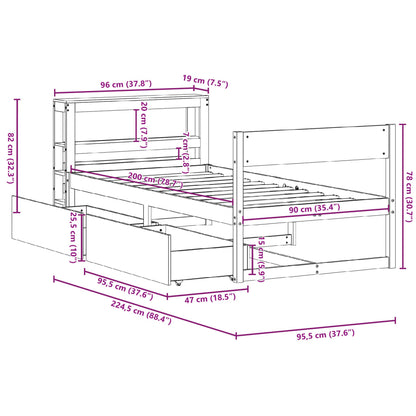 vidaXL Letto senza Materasso Marrone Cera 90x200 cm Legno di Pino VIDAXL