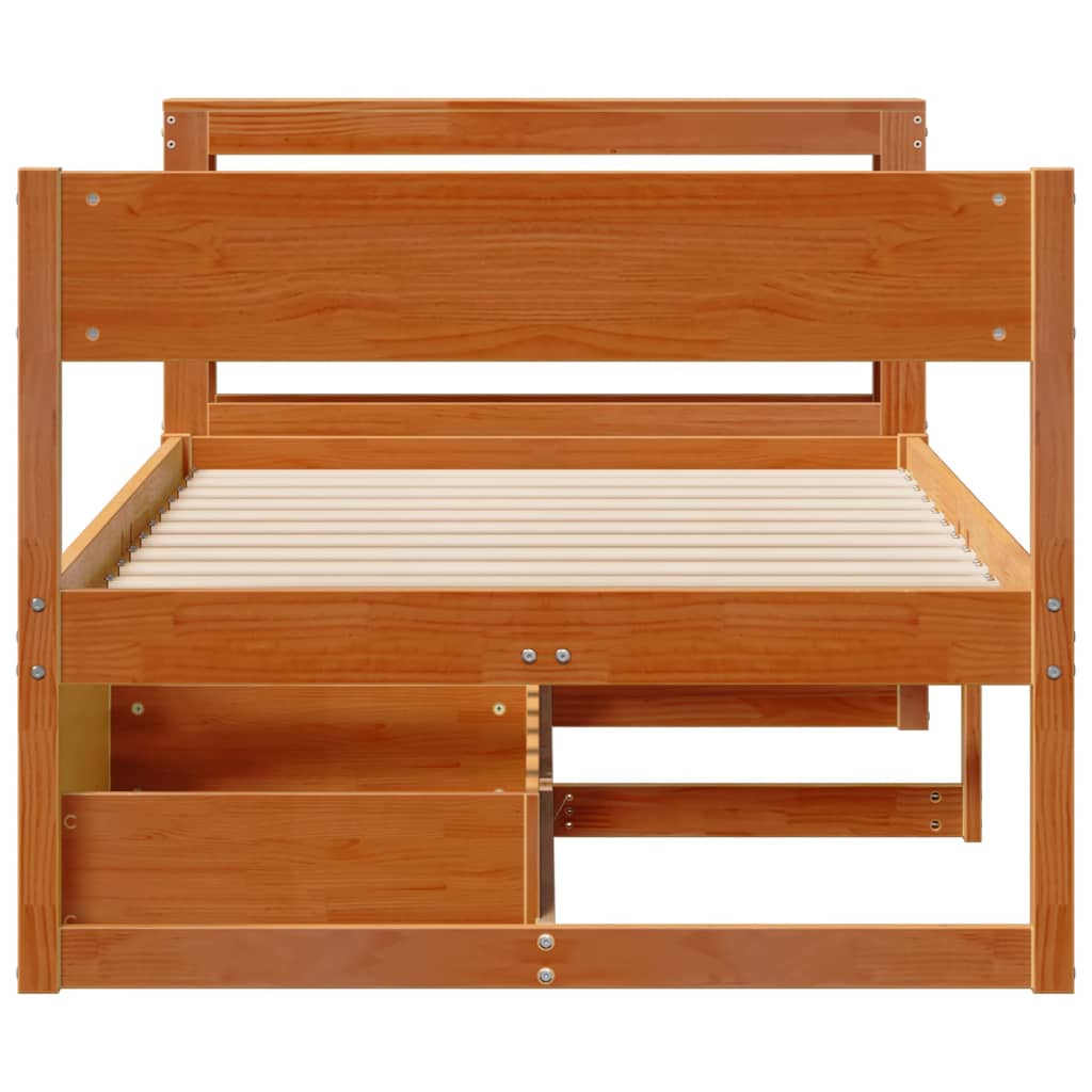 vidaXL Letto senza Materasso Marrone Cera 90x200 cm Legno di Pino VIDAXL