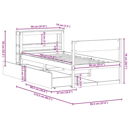 vidaXL Letto senza Materasso Marrone Cera 90x190 cm in Legno di Pino