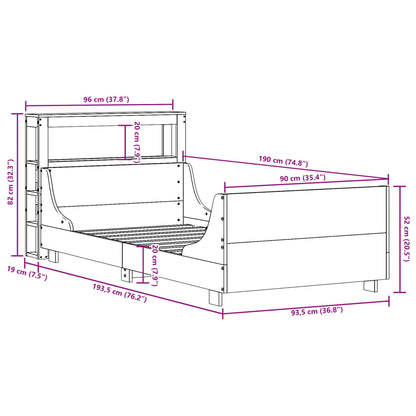 vidaXL Letto senza Materasso Marrone Cera 90x190 cm in Legno di Pino VIDAXL