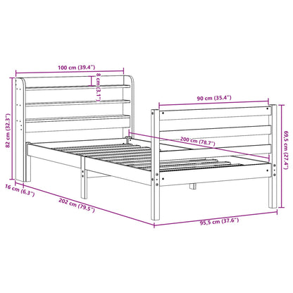 vidaXL Letto senza Materasso Marrone Cera 90x200 cm Legno di Pino VIDAXL