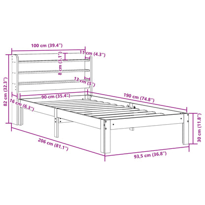 vidaXL Letto senza Materasso Marrone Cera 90x190 cm in Legno di Pino VIDAXL