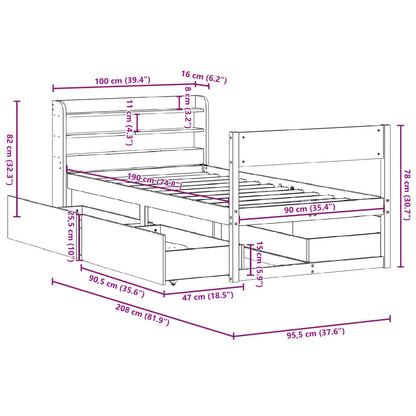 vidaXL Letto senza Materasso Marrone Cera 90x190 cm in Legno di Pino