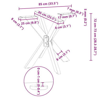 vidaXL Gamba Tavolo Pranzo Forma Ragno Nero 85x85x(72-73) cm Acciaio
