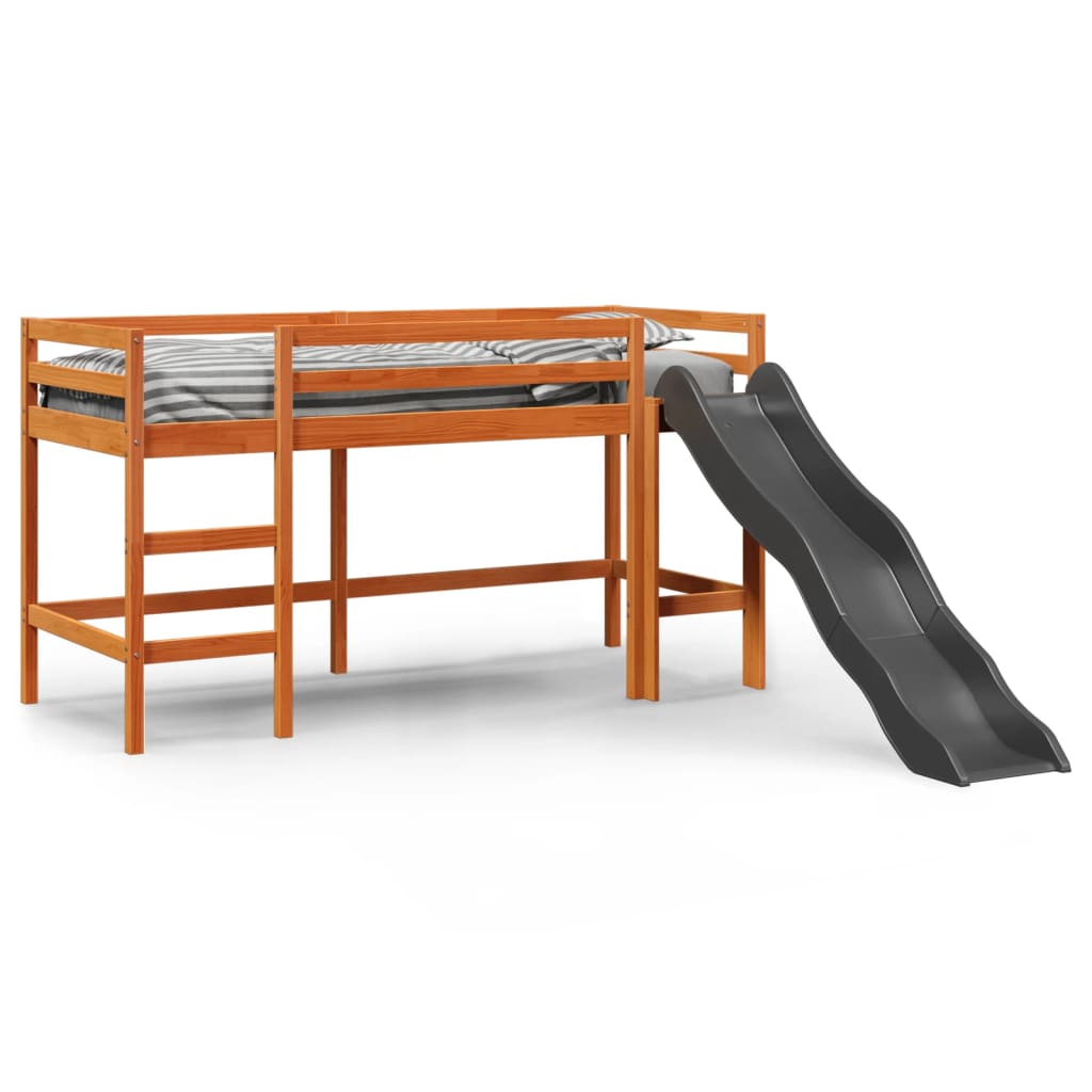 vidaXL Letto Soppalco senza Materasso Bambini Marrone Cera 80x200 Pino VIDAXL