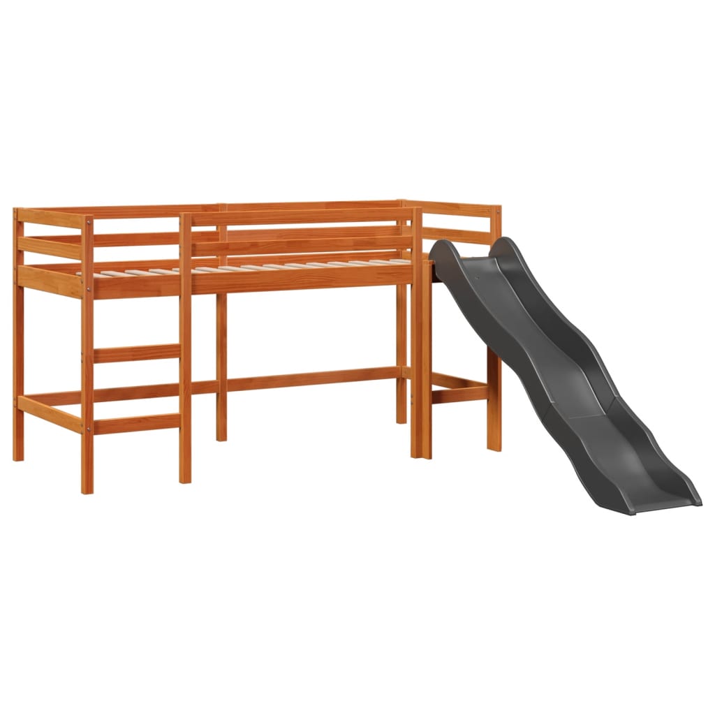 vidaXL Letto Soppalco senza Materasso Bambini Marrone Cera 80x200 Pino VIDAXL