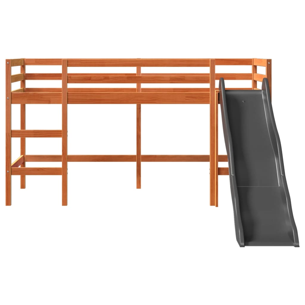 vidaXL Letto Soppalco senza Materasso Bambini Marrone Cera 80x200 Pino VIDAXL