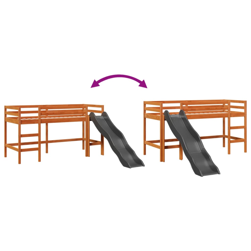 vidaXL Letto Soppalco senza Materasso Bambini Marrone Cera 80x200 Pino VIDAXL