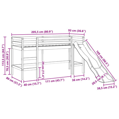 vidaXL Letto Soppalco senza Materasso Bambini Marrone Cera 80x200 Pino VIDAXL